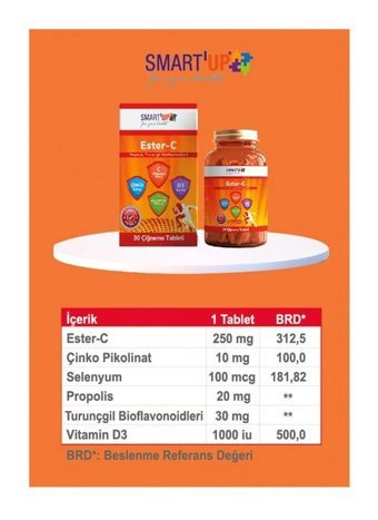 Smart Up Ester C Çilekli Yetişkin Vitamin 30 Kapsül