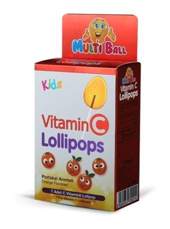 Multiball Vitamin C Lollipops Bitki Ekstralar Çocuk Vitamin 7 Adet