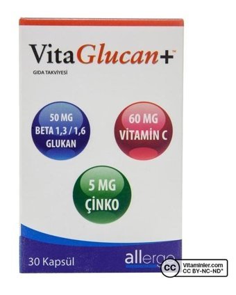 Vitaglucan Beta Glukan Vitamin C Çinko Aromasız Yetişkin Vitamin 30 Kapsül