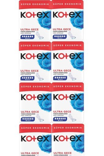 Kotex Organik Antialerjik Orta Gece 16'lı Hijyenik Ped 8 Adet