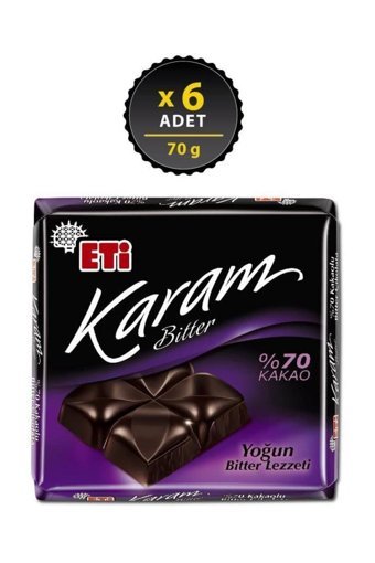 Eti Karam Bitter Çikolata 6x70 gr