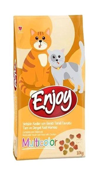 Enjoy Renkli Tavuk Aromalı Yetişkin Kuru Kedi Maması 10 kg