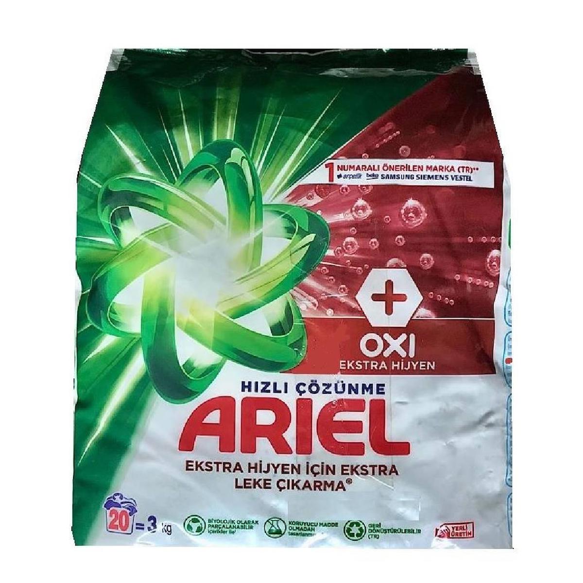 Ariel Oxi Beyazlar İçin 20 Yıkama Toz Deterjan 3 kg