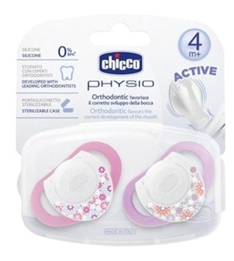 Chicco Physio 6-18 Ay+ Ortodontik Damaklı Silikon 2'li Emzik Turuncu