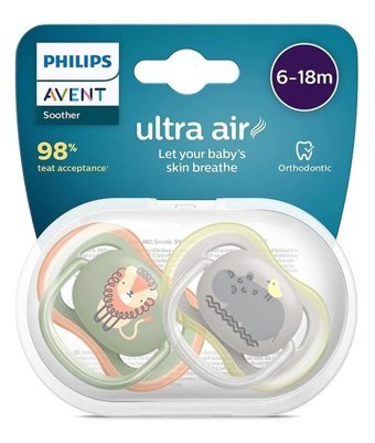 Philips Avent Ultra Air 6 Ay+ Delikli Kiraz Uçlu Silikon 2'li Emzik Pembe