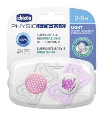 Chicco Physio Light 2-6 Ay Ortodontik Damaklı Silikon 2'li Emzik Mavi