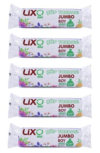 Lixo J-250 Büzgülü Jumbo Boy 80x110 cm Çöp Poşeti 50 Adet Mavi