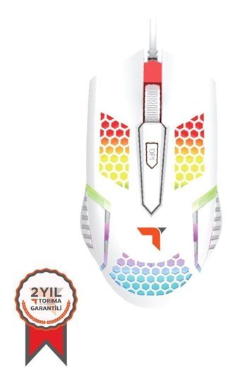 Torima TM 15 RGB Ergonomik Kablolu Beyaz Optik Gaming Mouse