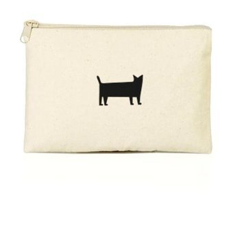 Tabby Design Clutch Krem Kedi Desenli Tekstil Makyaj Çantası