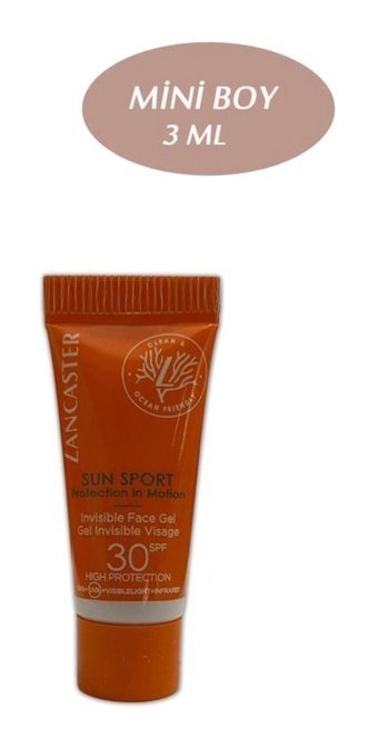 Lancaster Sun Sport Renksiz 30 Faktör Tüm Ciltler İçin Nemlendiricili Yağ Bazlı Suya Dayanıklı Yüz Güneş Kremi 3 ml