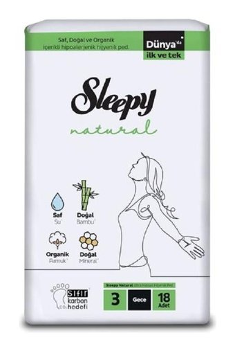 Sleepy Natural Ultra Hassas Organik İnce Antialerjik 18'li Hijyenik Ped 4 Adet