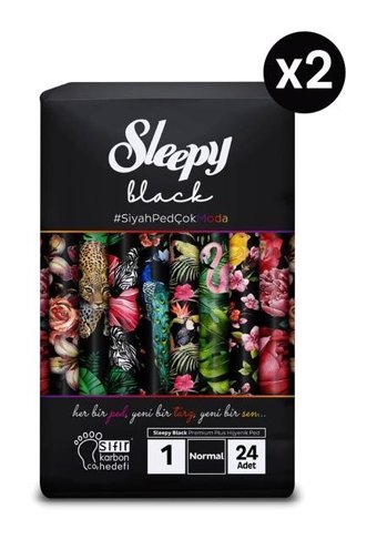 Sleepy Black Premium Plus Organik İnce Antialerjik 48'li Hijyenik Ped 1 Adet