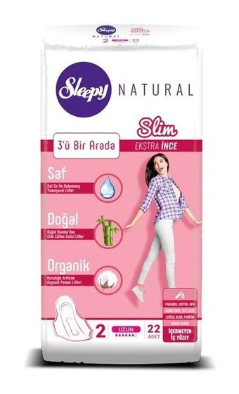 Sleepy Natural Slim Organik Ekstra İnce 22'li Hijyenik Ped 1 Adet