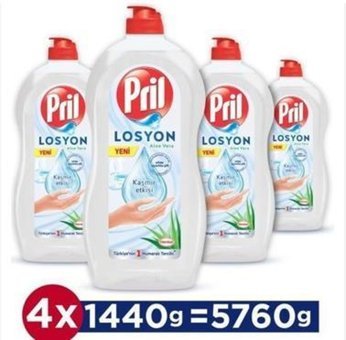 Pril Kaşmir Etkisi Aloe Vera Kokulu Losyonlu Sıvı El Bulaşık Deterjanı 4x1.44 kg