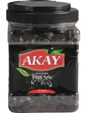 Akay Star Yağlı Tuzlu Sele Siyah Zeytin Pet Kavanoz 450 gr