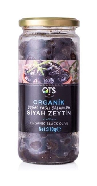 Ots Organik Organik Tuzlu Salamura Siyah Zeytin Kavanoz 310 gr