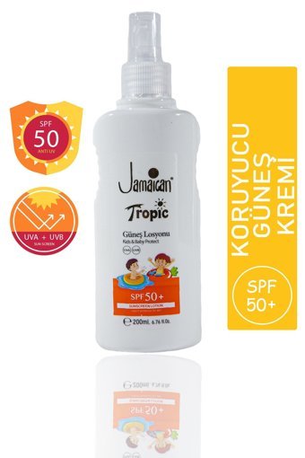 Jamaican Tropic Renksiz 50 Faktör Hassas Ciltler İçin Nemlendiricili Suya Dayanıklı Yüz ve Vücut Güneş Kremi 200 ml