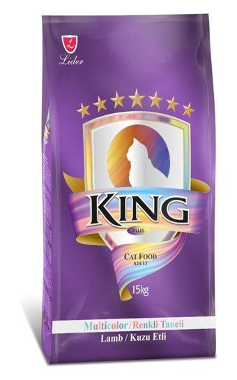 King Multicolor Kuzu Etli Tahıllı Yetişkin Kedi Maması 15 kg