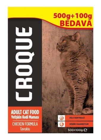 Croque Tavuk Kısırlaştırılmış Tahıllı Yetişkin Kedi Maması 600 gr