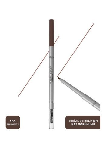 L'Oréal Paris Brow Artist Skinny Definer 105 Suya Dayanıklı Çift Taraflı Kaş Kalemi Kahverengi