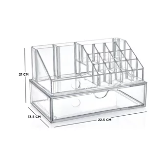 Beauty Insideout AK-611 2 Katlı 1 Çekmeceli Bölmeli Makyaj Organizeri Şeffaf