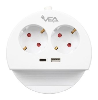 Vea VE-G1102C 2'li Soket 1.5 Metre Tekli USB Kablolu Çiftli Akım Korumalı Priz