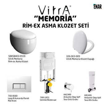 Vitra Memoria Rim-Ex 52 cm Seramik Kanalsız Arkadan Çıkışlı Gömme Asma Klozet Beyaz