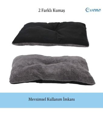 Evene Yıkanabilir 60 x 40 cm Sepet Kedi Yatağı Gri