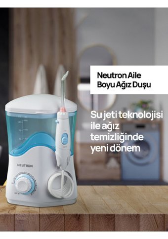 Neutron Kablolu Şarjlı Basınç Kontrollü 360° Dönebilen 2 Başlıklı Ağız Duşu Beyaz