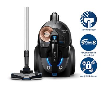 Philips Marathon Daily 900 W 2 lt Toz Torbasız Süpürge Siyah