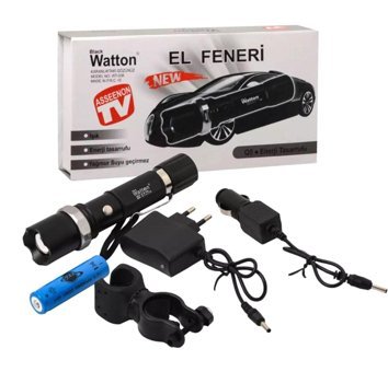 Watton WT-038 Basmalı Uzun Menzilli LED Şarjlı El Feneri