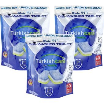 Turkishcare Premium Hepsi 1 Arada Tablet Bulaşık Makinesi Deterjanı 3x40 Adet