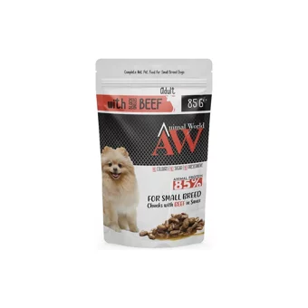 Animal World Complete Sığır Aromalı Soslu Yetişkin Köpek Maması 85 gr Tekli