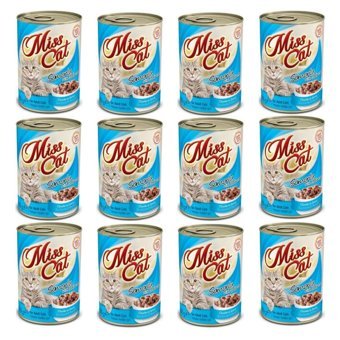 Miss Cat Yetişkin Somonlu Ezme Yaş Kedi Maması 12x400 gr