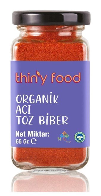 Thiny Food Organik Acı Toz Biber Kavanoz 65 gr