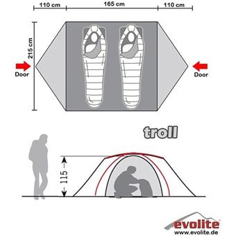 Evolite Troll-B 2 Kişilik 5 Mevsim Çift Tenteli Su Geçirmez Avcı/Dağcı Çadırı Gri