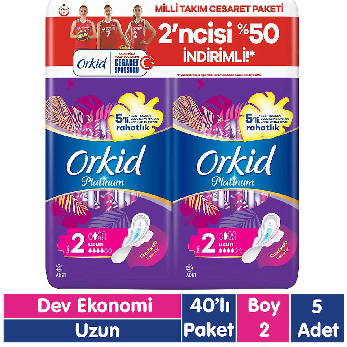 Orkid Platinum 40'lı Hijyenik Ped 5 Adet