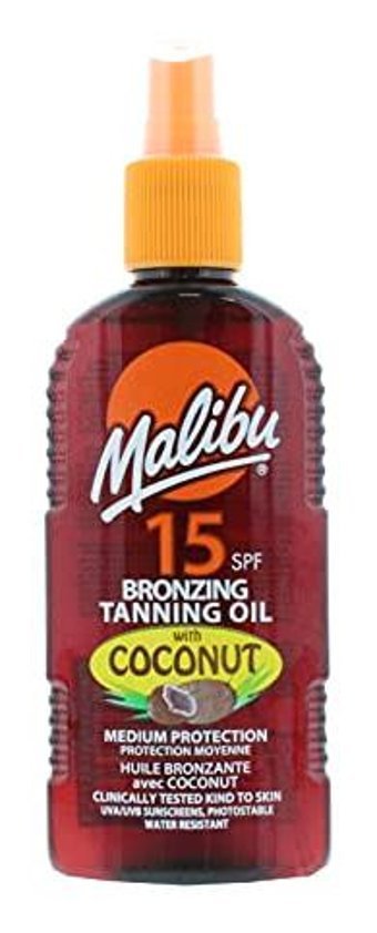 Malibu Hindistan Cevizi Yağı Hızlı 15 Faktör Vücut İçin Bronzlaştırıcı Yağ 200 ml