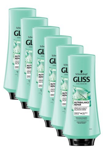 Gliss Nutribalance Repair Dökülme Karşıtı Huş Ağacı Suyu Prebiyotik Aktifler Kadın Saç Kremi 6 x 360 ml