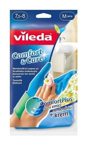 Vileda Comfort & Care Mavi Medium 1 Çift Temizlik Eldiveni