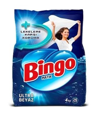 Bingo Matik Beyazlar İçin 624 Yıkama Toz Deterjan 24x4 kg