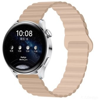 Huawei Süet Dokulu Mıknatıslı Watch Süet 22 mm Yetişkin Akıllı Saat Kordonu Bej