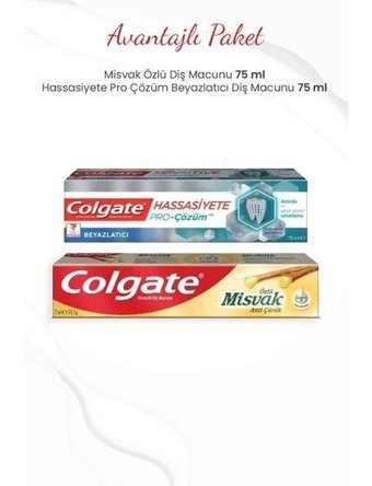 Colgate Misvak Özlü Organik Florürlü Diş Macunu 75 ml + Hassasiyete Pro Çözüm Diş Macunu 75 ml