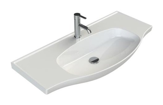 Turkuaz Seramik Cerastyle Klasik Tekli 100 cm Seramik Asimetrik Lavabo Beyaz