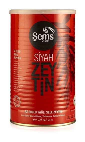 Şems Zeytin Az Tuzlu Sele Siyah Zeytin Teneke 900 gr