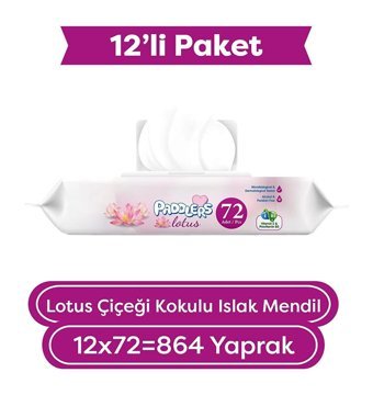 Paddlers Lotus Çiçeği Kokulu 72 Yaprak Islak Mendil