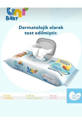 Uni Baby Aktif Sensitive 90 Yaprak 24'lü Paket Islak Mendil