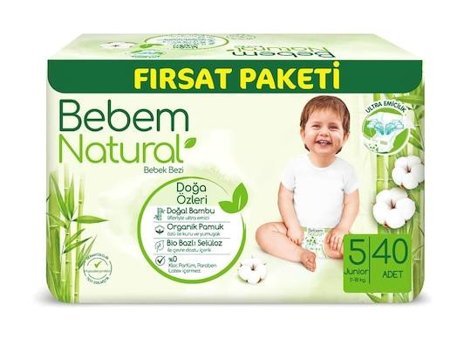 Bebem Natural Midi 5 Numara Cırtlı Bebek Bezi 40 Adet