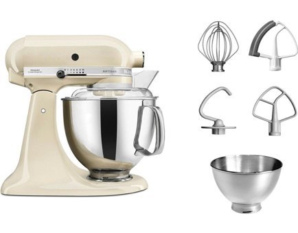 Kitchenaid 5KSM175PS Paslanmaz Çelik 450 W 4.8 lt Standlı Hamur Yoğurma ve Mutfak Şefi Krem