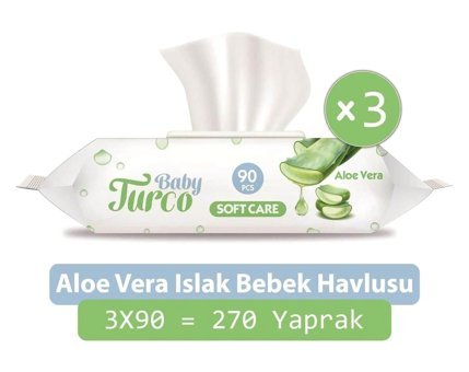 Baby Turco Soft Care Aloe Vera 90 Yaprak 3'lü Paket Islak Bebek Havlusu